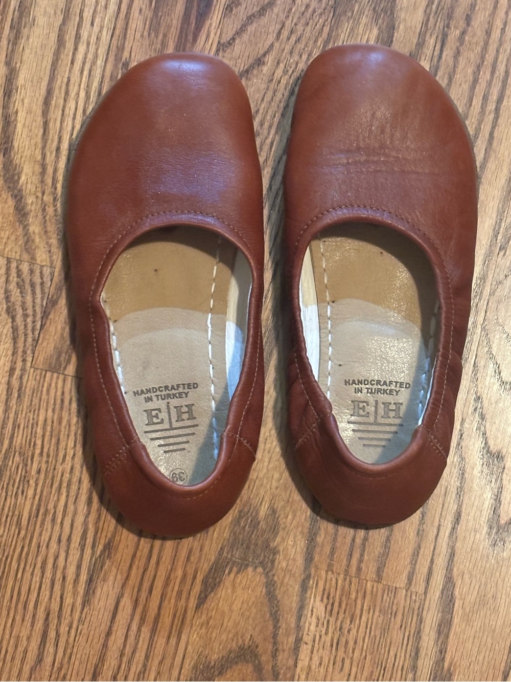 Earthing Harmony Leather Barefoot Grounding Ballet Flats – Cognac Brown Size 39